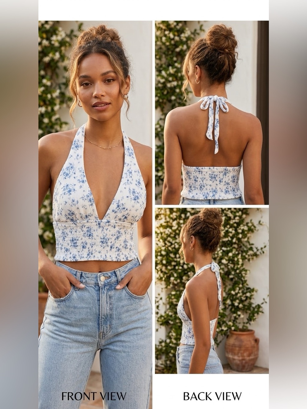 Garage Halter crop top / deep V-neck tank size S